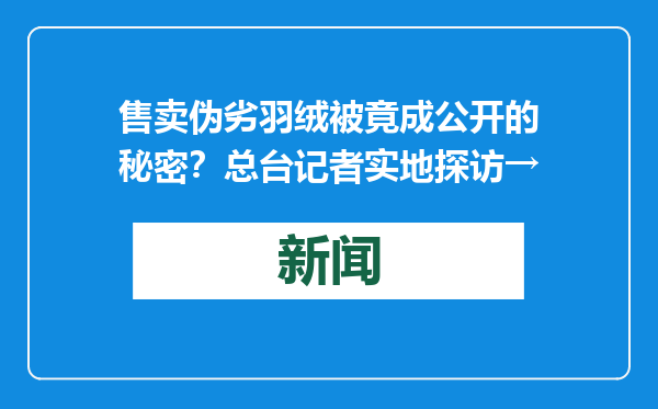 售卖伪劣羽绒被竟成公开的秘密？总台记者实地探访→