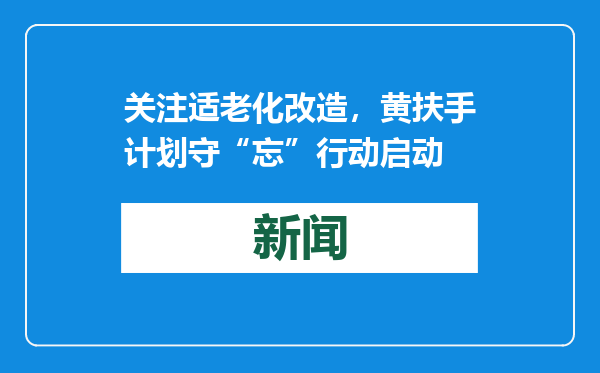 关注适老化改造，黄扶手计划守“忘”行动启动