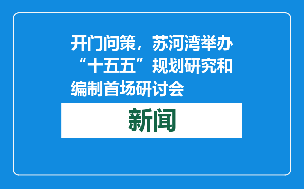 开门问策，苏河湾举办“十五五”规划研究和编制首场研讨会