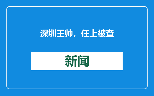 深圳王帅，任上被查