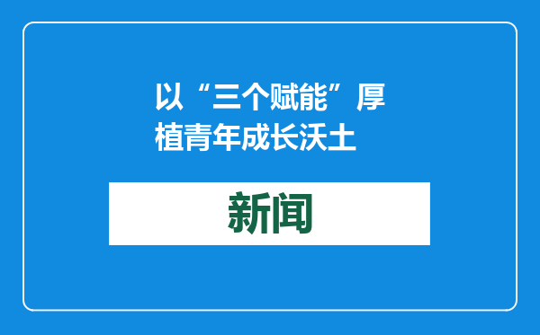 以“三个赋能”厚植青年成长沃土