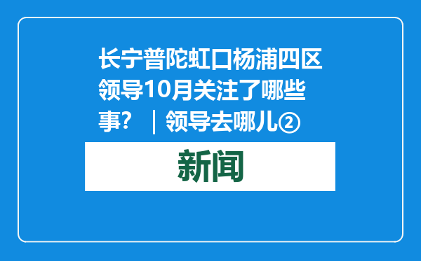 长宁普陀虹口杨浦四区领导10月关注了哪些事？｜领导去哪儿②