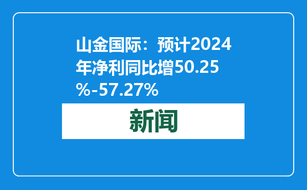 山金国际：预计2024年净利同比增50.25%-57.27%