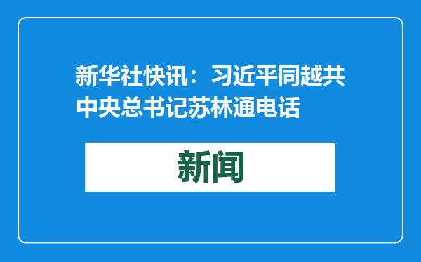 新华社快讯：习近平同越共中央总书记苏林通电话