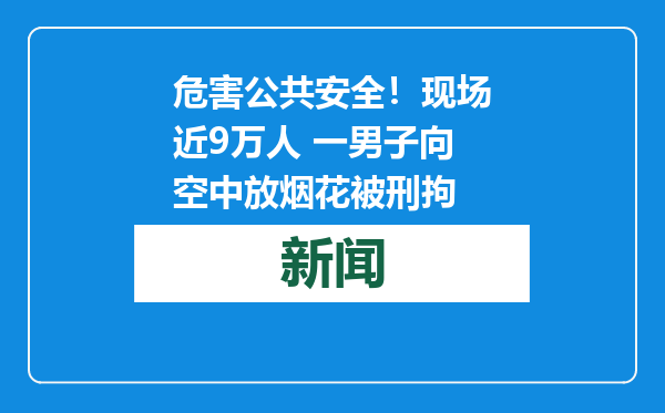 危害公共安全！现场近9万人 一男子向空中放烟花被刑拘