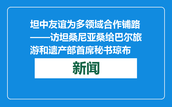 坦中友谊为多领域合作铺路——访坦桑尼亚桑给巴尔旅游和遗产部首席秘书琼布
