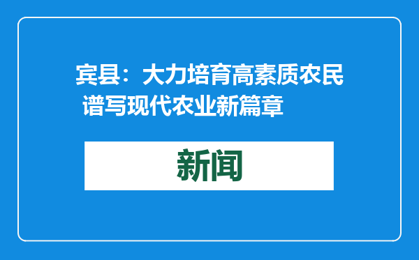 宾县：大力培育高素质农民 谱写现代农业新篇章