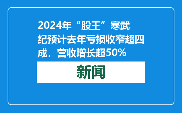 2024年“股王”寒武纪预计去年亏损收窄超四成，营收增长超50%