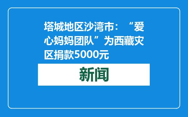 塔城地区沙湾市：“爱心妈妈团队”为西藏灾区捐款5000元