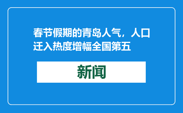 春节假期的青岛人气，人口迁入热度增幅全国第五