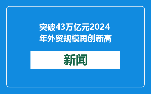 突破43万亿元2024年外贸规模再创新高