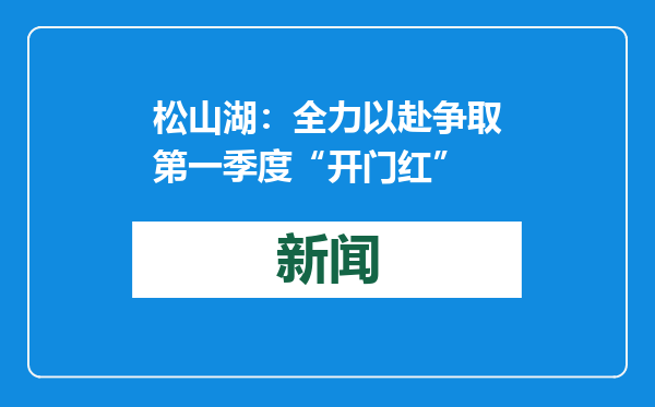 松山湖：全力以赴争取第一季度“开门红”