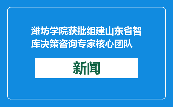 潍坊学院获批组建山东省智库决策咨询专家核心团队