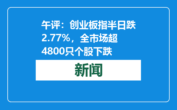 午评：创业板指半日跌2.77%，全市场超4800只个股下跌