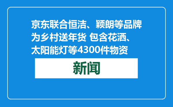 京东联合恒洁、颖朗等品牌为乡村送年货 包含花洒、太阳能灯等4300件物资