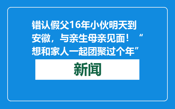 错认假父16年小伙明天到安徽，与亲生母亲见面！“想和家人一起团聚过个年”