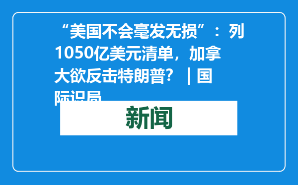 “美国不会毫发无损”：列1050亿美元清单，加拿大欲反击特朗普？ | 国际识局