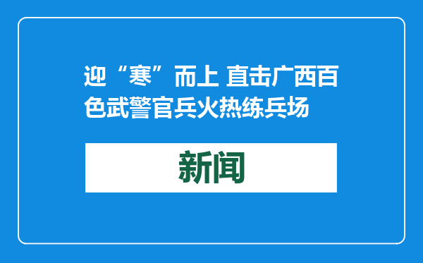 迎“寒”而上 直击广西百色武警官兵火热练兵场