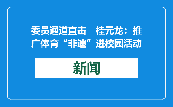 委员通道直击｜桂元龙：推广体育“非遗”进校园活动