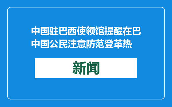 中国驻巴西使领馆提醒在巴中国公民注意防范登革热