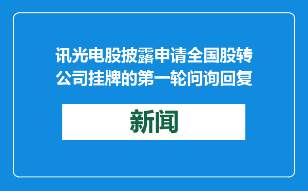 讯光电股披露申请全国股转公司挂牌的第一轮问询回复