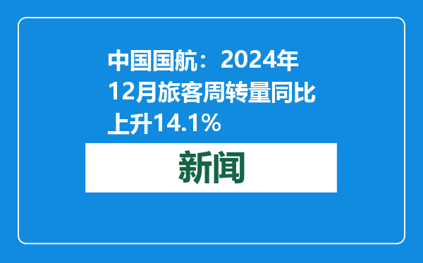 中国国航：2024年12月旅客周转量同比上升14.1%
