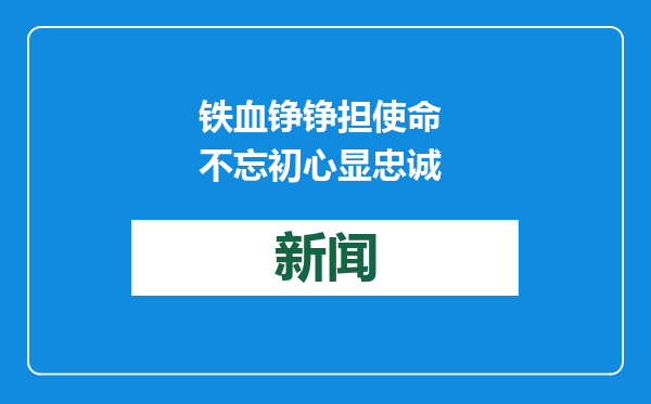 铁血铮铮担使命 不忘初心显忠诚