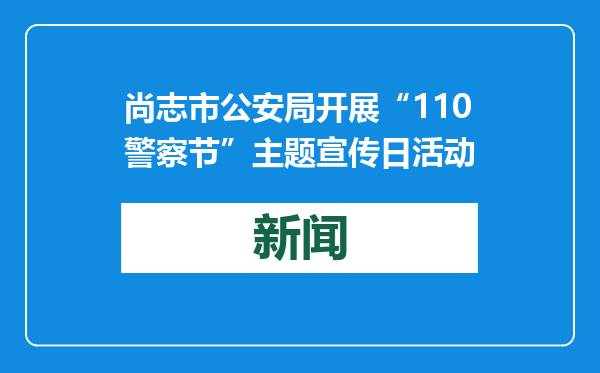 尚志市公安局开展“110警察节”主题宣传日活动