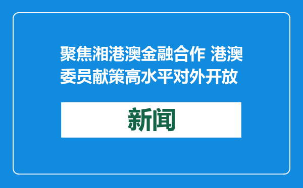 聚焦湘港澳金融合作 港澳委员献策高水平对外开放