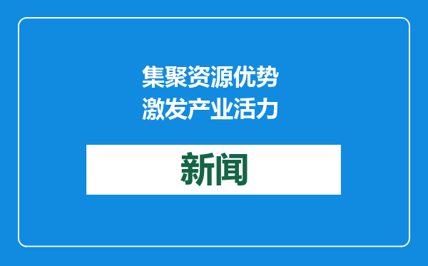 集聚资源优势 激发产业活力