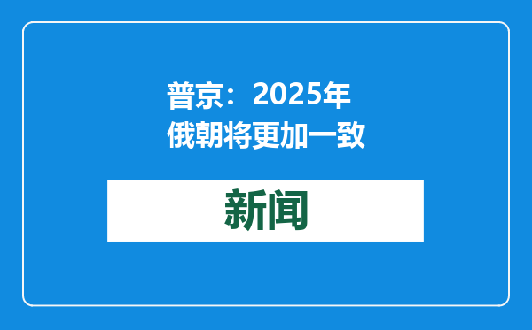 普京：2025年俄朝将更加一致