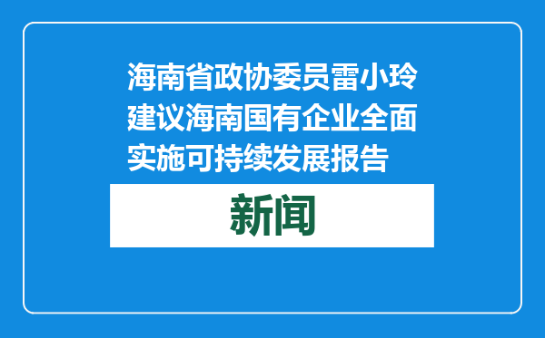 海南省政协委员雷小玲建议海南国有企业全面实施可持续发展报告