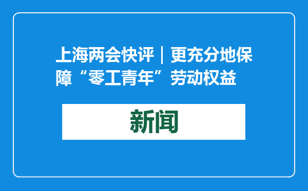 上海两会快评｜更充分地保障“零工青年”劳动权益