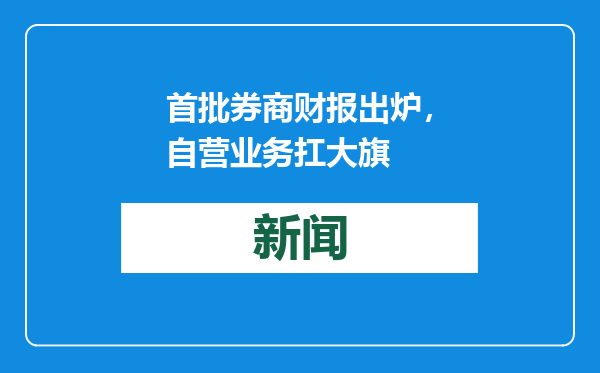 首批券商财报出炉，自营业务扛大旗