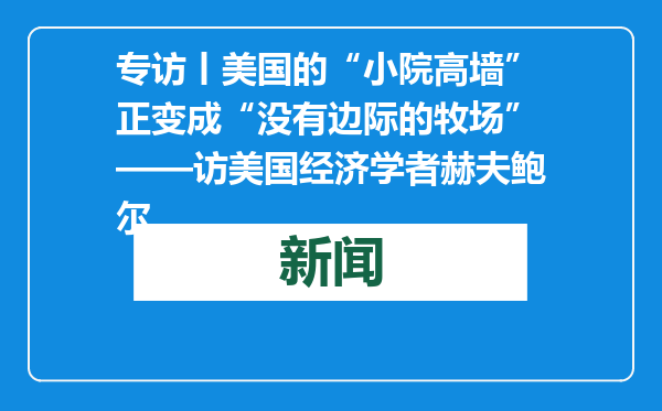 专访丨美国的“小院高墙”正变成“没有边际的牧场”——访美国经济学者赫夫鲍尔