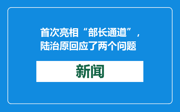 首次亮相“部长通道”，陆治原回应了两个问题