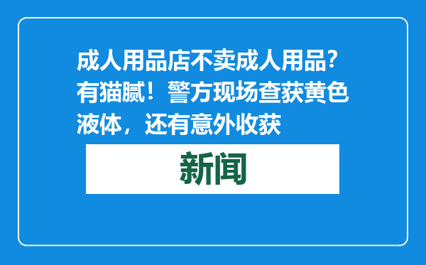 成人用品店不卖成人用品？有猫腻！警方现场查获黄色液体，还有意外收获