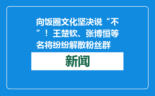 向饭圈文化坚决说“不”！王楚钦、张博恒等名将纷纷解散粉丝群