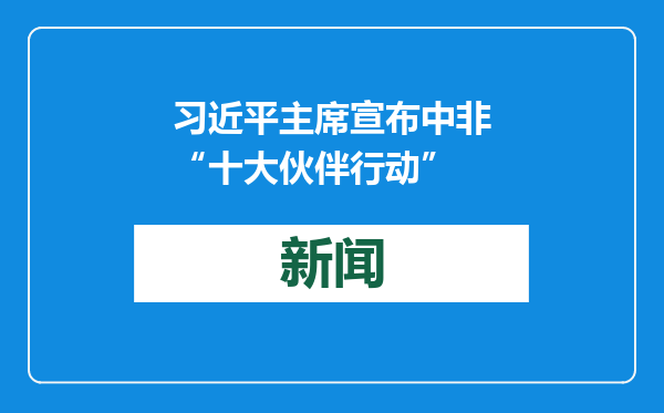 习近平主席宣布中非“十大伙伴行动”