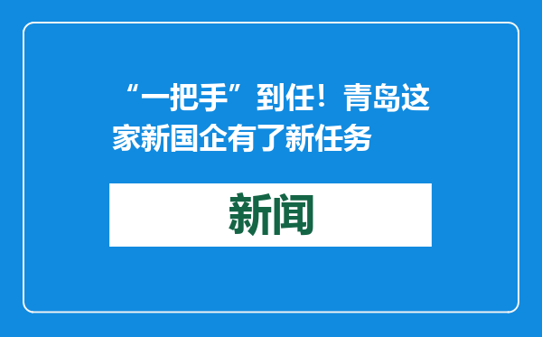 “一把手”到任！青岛这家新国企有了新任务