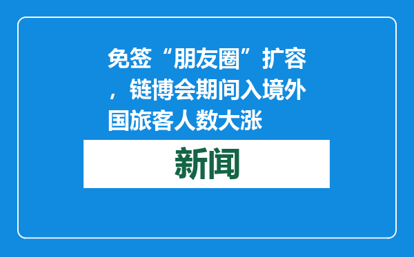 免签“朋友圈”扩容，链博会期间入境外国旅客人数大涨
