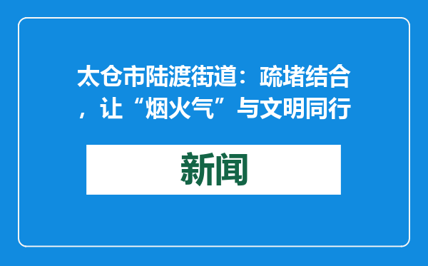 太仓市陆渡街道：疏堵结合，让“烟火气”与文明同行