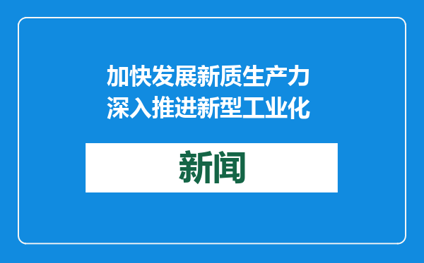 加快发展新质生产力 深入推进新型工业化