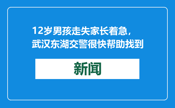 12岁男孩走失家长着急，武汉东湖交警很快帮助找到