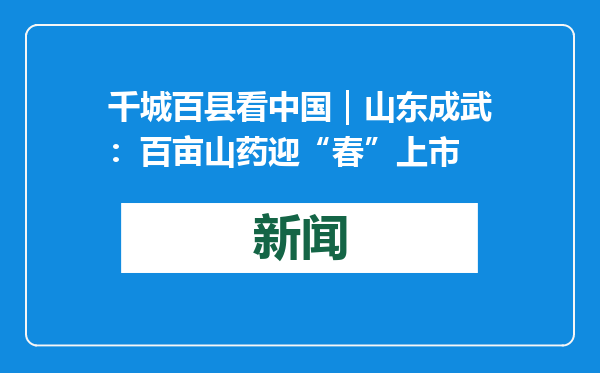 千城百县看中国｜山东成武：百亩山药迎“春”上市