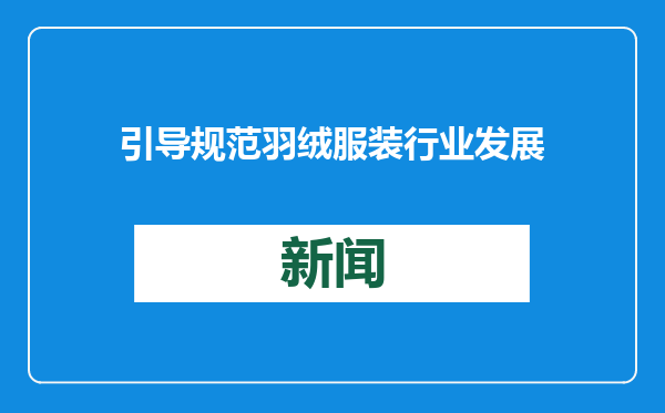 引导规范羽绒服装行业发展