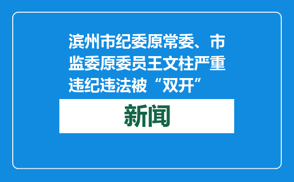 滨州市纪委原常委、市监委原委员王文柱严重违纪违法被“双开”