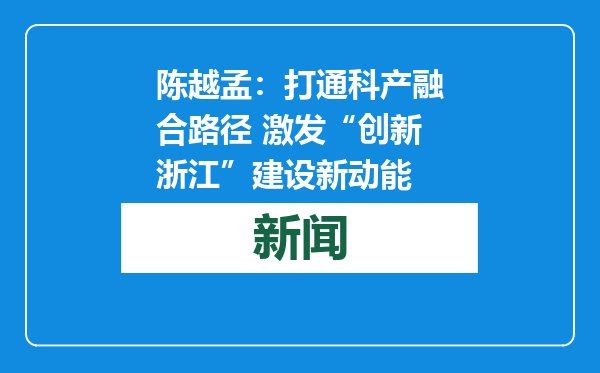 陈越孟：打通科产融合路径 激发“创新浙江”建设新动能
