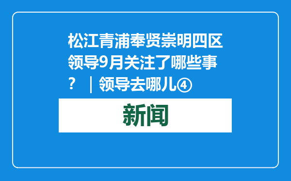 松江青浦奉贤崇明四区领导9月关注了哪些事？｜领导去哪儿④