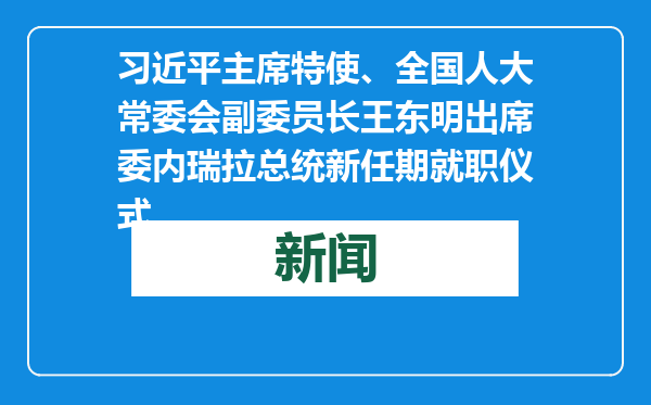 习近平主席特使、全国人大常委会副委员长王东明出席委内瑞拉总统新任期就职仪式